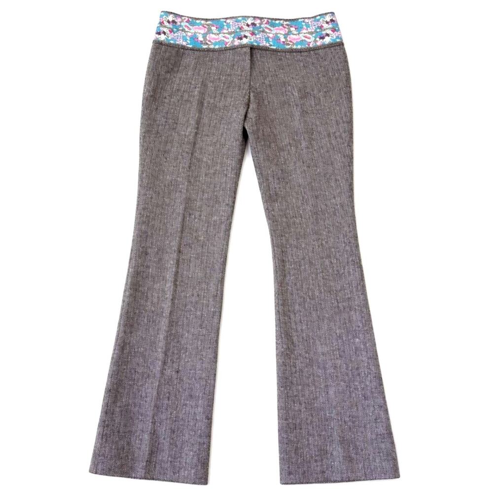 Guess Gray Paisley Tweed Ankle Length Whimsy Career Chic Flare Leg Pants (31x29)